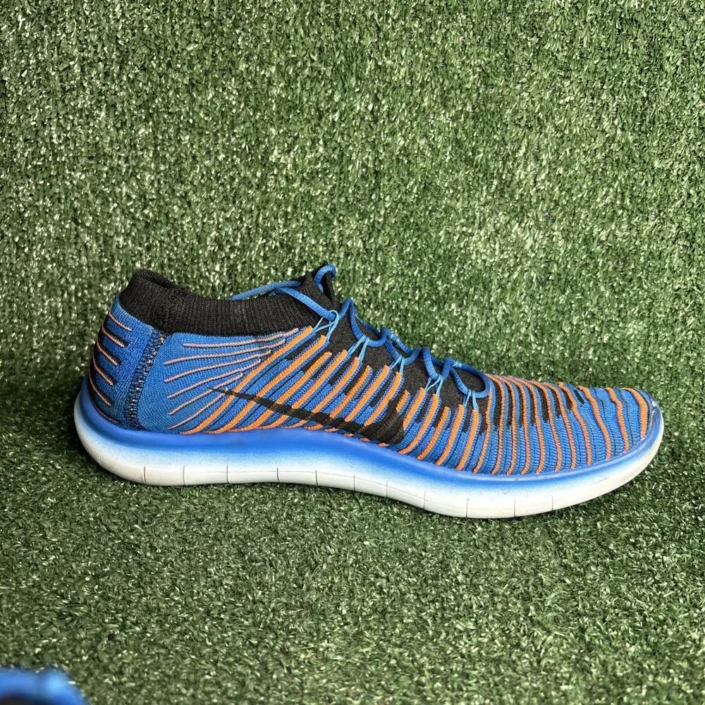 Nike Free RN Motion Flyknit Shoes‎ Men 11.5 Running Blue Orange 834584-401